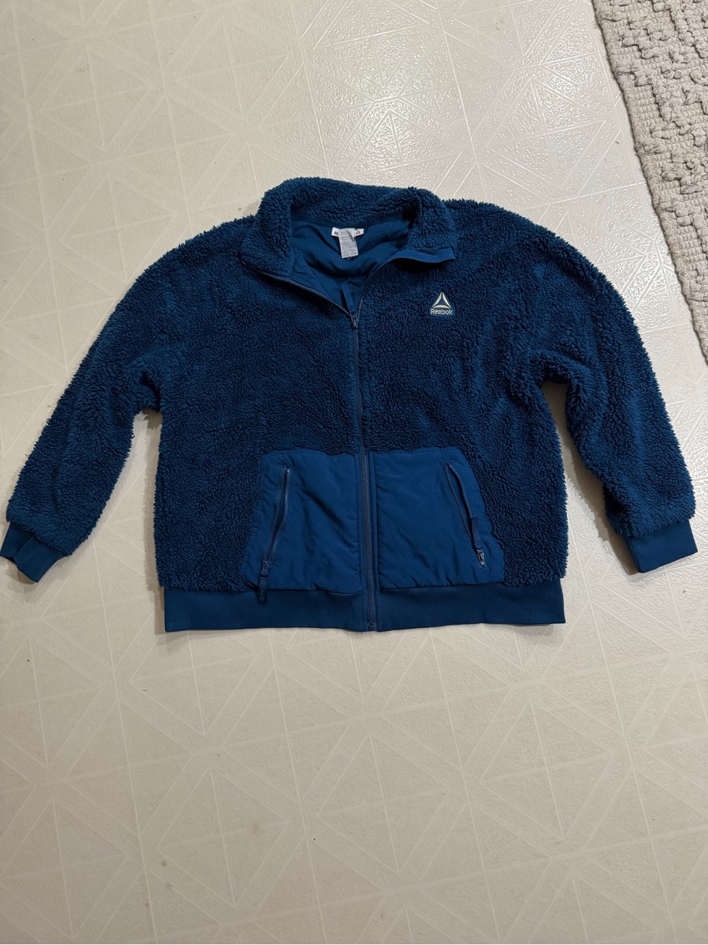 Reebok Navy Blue Sherpa Full-Zip Hoodie